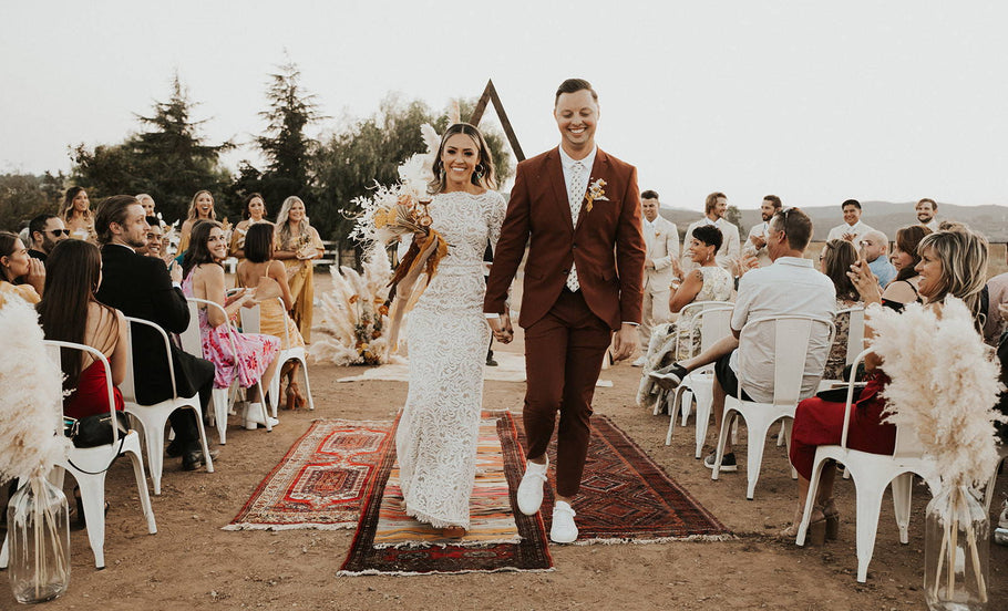 Christian y Alexa con el vestido Orla 