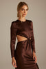 Blake Long Sleeve Espresso Bridesmaid Dress_XS_